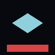 Guide mark: a cyan diamond over a red bar